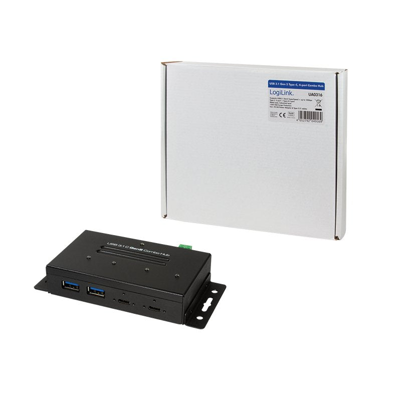 Logilink Ua0316 Hub Usb-C 3.1 Combo De 4 Puertos Gen 2 Versión Industrial