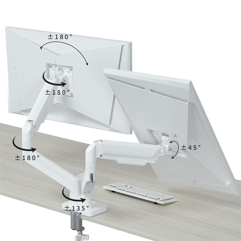 Gembird Desk Mounted Adjustable Double Monitor Arm 17-32" White