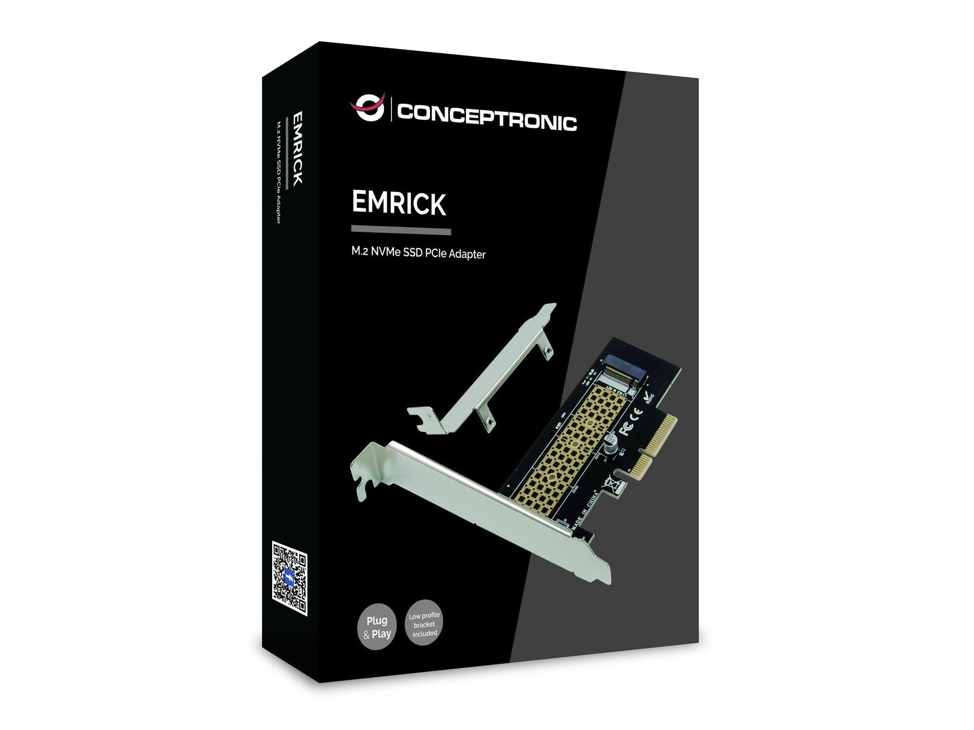 Conceptronic Pci Express Card 4 M.2 Nvme Ssd Emrick Schwarz