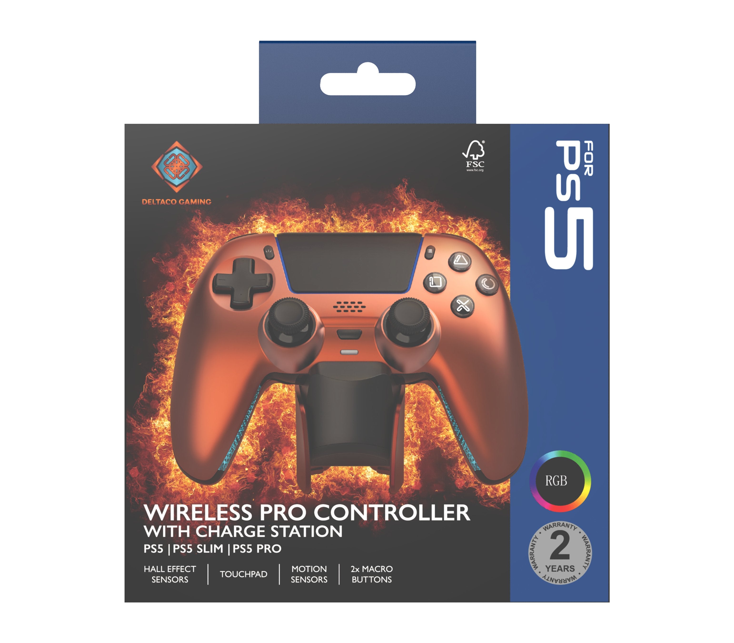EAN 7333048072481 - Deltaco Gaming GAM-199-ORANGECOPPER mando y volante Naranja, Bronce Bluetooth/USB Gamepad PlayStation 5, imagen 6