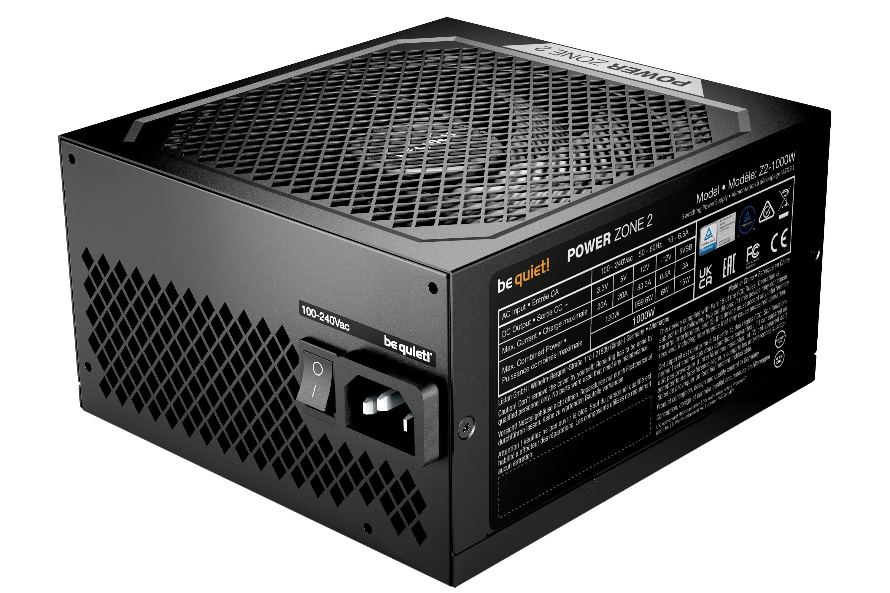 EAN 4260052191385 - be quiet! POWER ZONE 2 1000W unidad de fuente de alimentación 20+4 pin ATX ATX Negro imagen 3