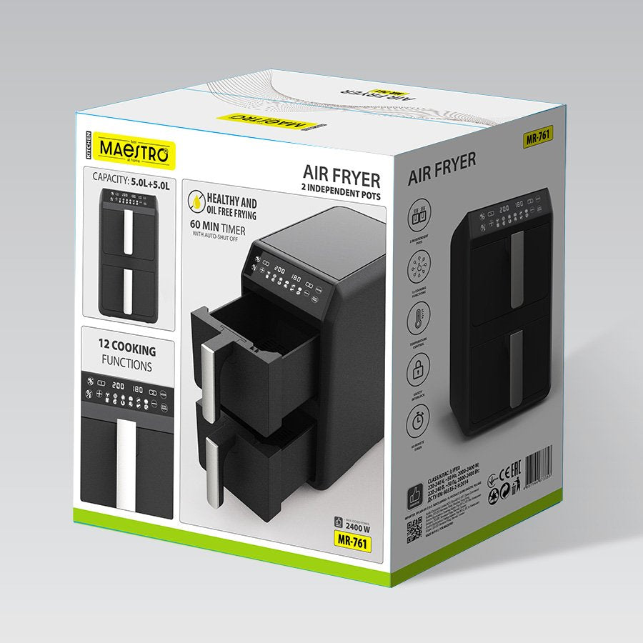 EAN 4897144673353 - Maestro MR-761 freidora Doble 10 L Independiente 2400 W Freidora de aire caliente Negro imagen 8