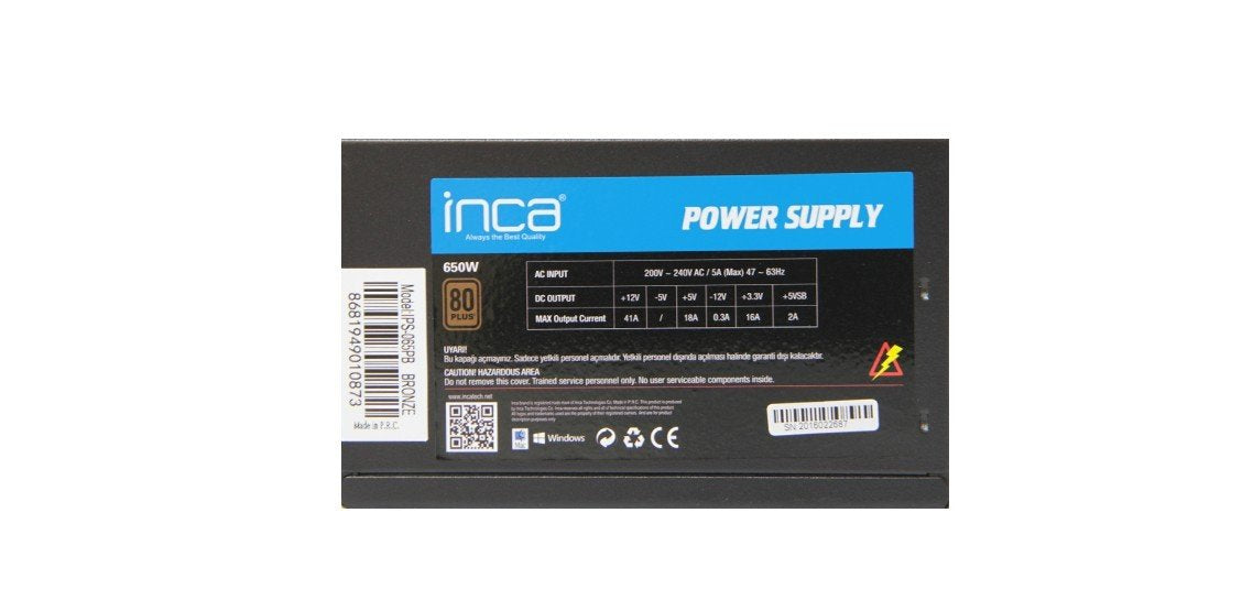 Inca 80+ Bronze Power Supply 650w