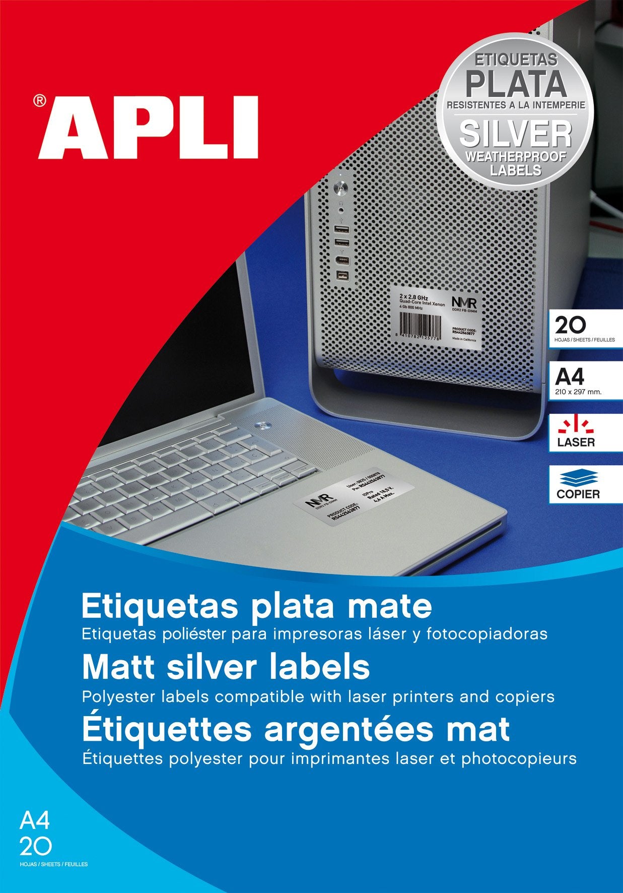 EAN 8410782100713 - APLI 10071 etiqueta autoadhesiva Plata 20 pieza(s) imagen 2