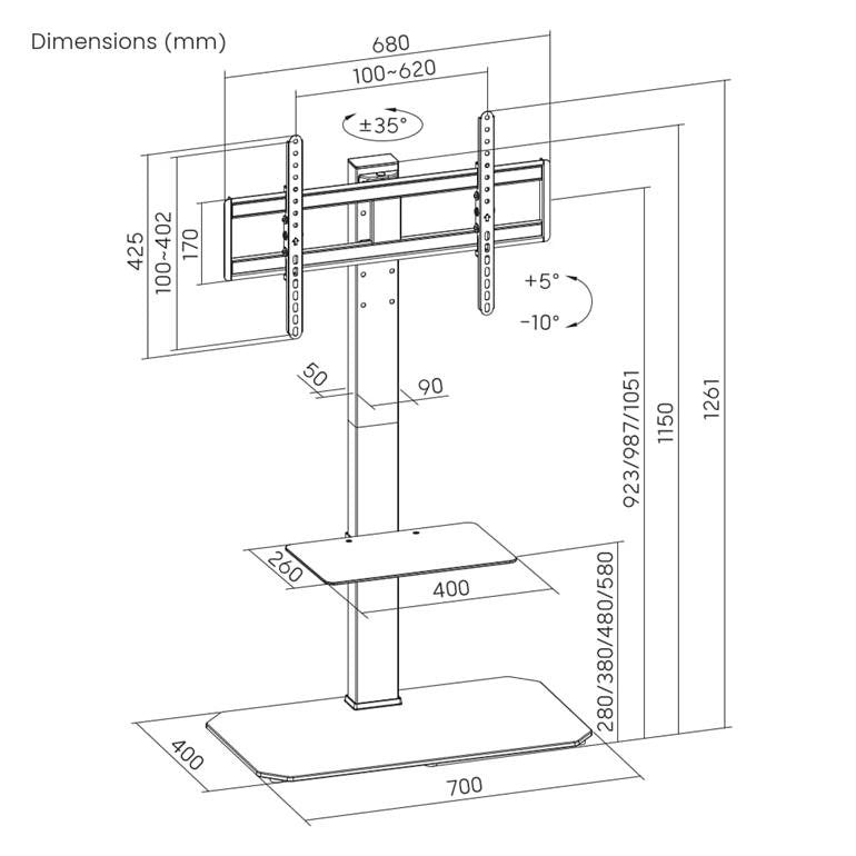 EAN 8716309135108 - Gembird TVS-86ST-01 soporte para TV 2,18 m (86") Negro imagen 8