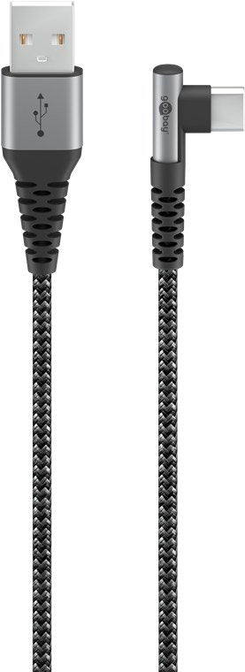 Cable De 0,50m Usb 2.0 0.48 Gbit/S Pd60w Usb C Macho 90º A Usb-A Macho Negro Nylon Goobay