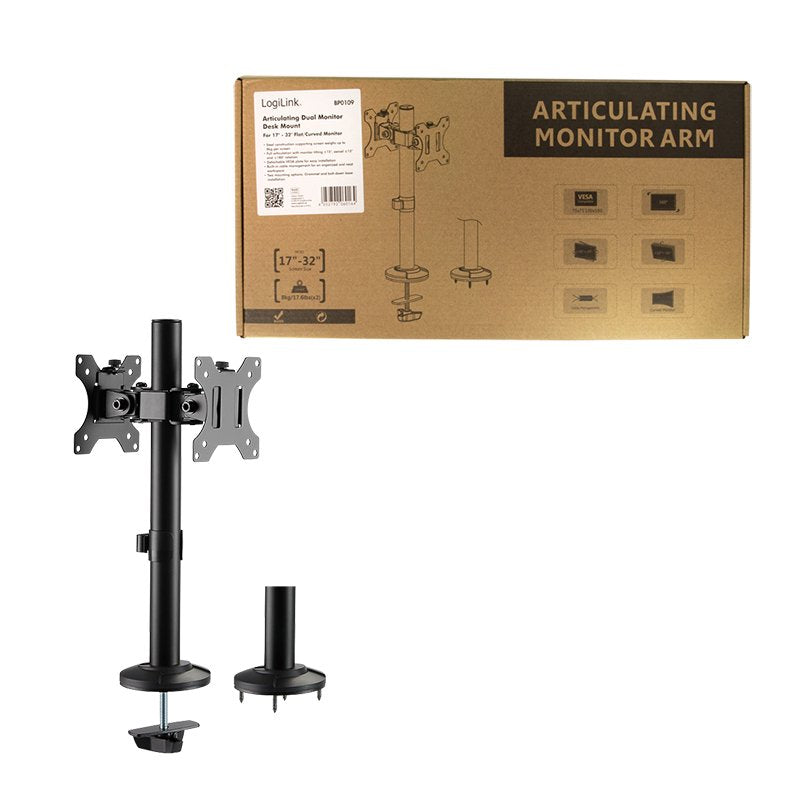 Soporte Logilink Bp0109 Para Monitor 81,3 Cm (32") Negro Escritorio