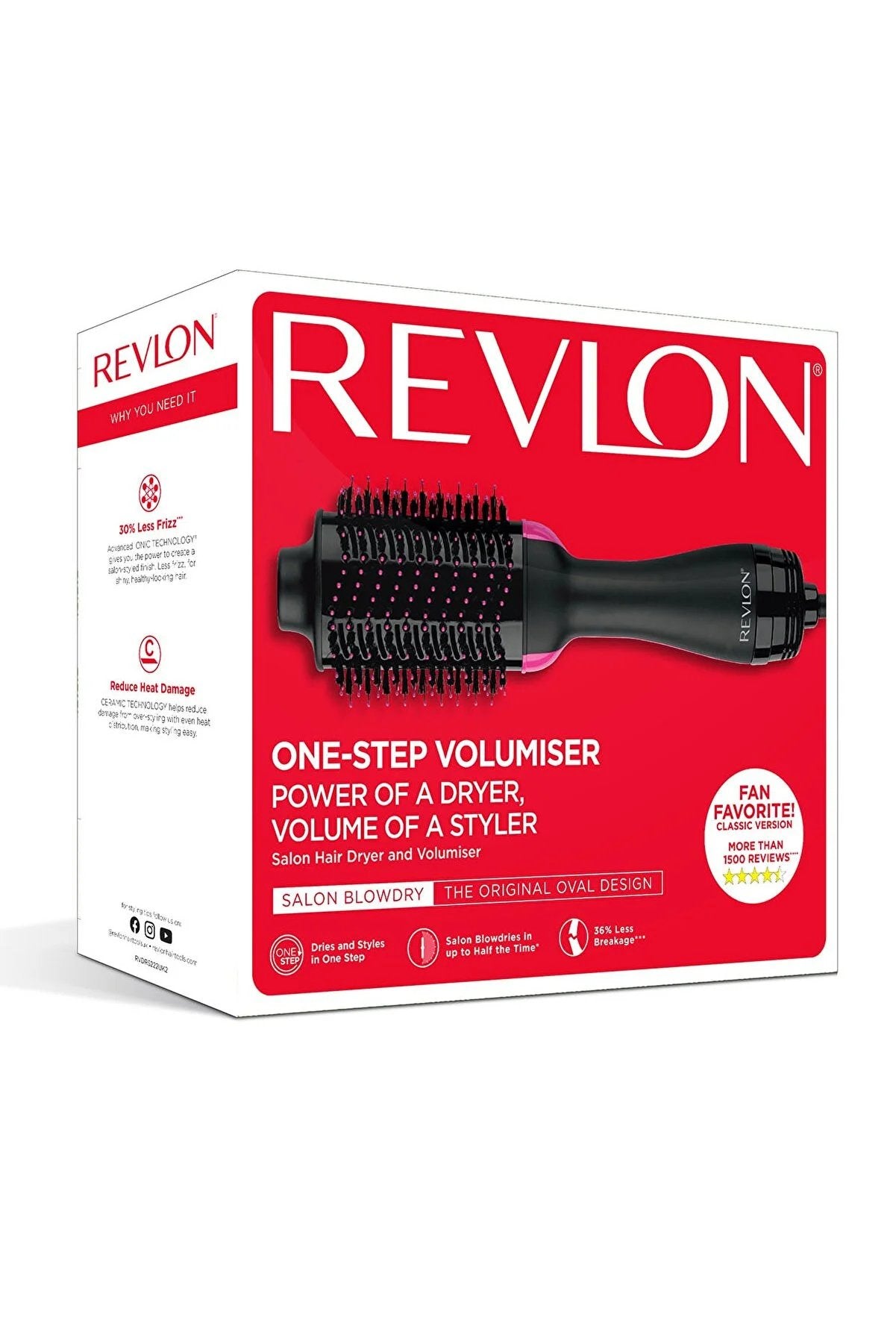 Revlon Rvdr5222e Cepillo De Secado Perfeccionista Para Dar Volumen 2 En 1 - Colección Pro - Negro / Rosa
