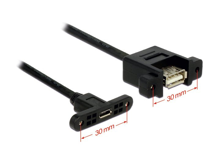 Delock Cable Usb 2.0 Micro-B Buchse Zum Einbau > Usb 2.0 A Buchse Zum Einbau 1 M