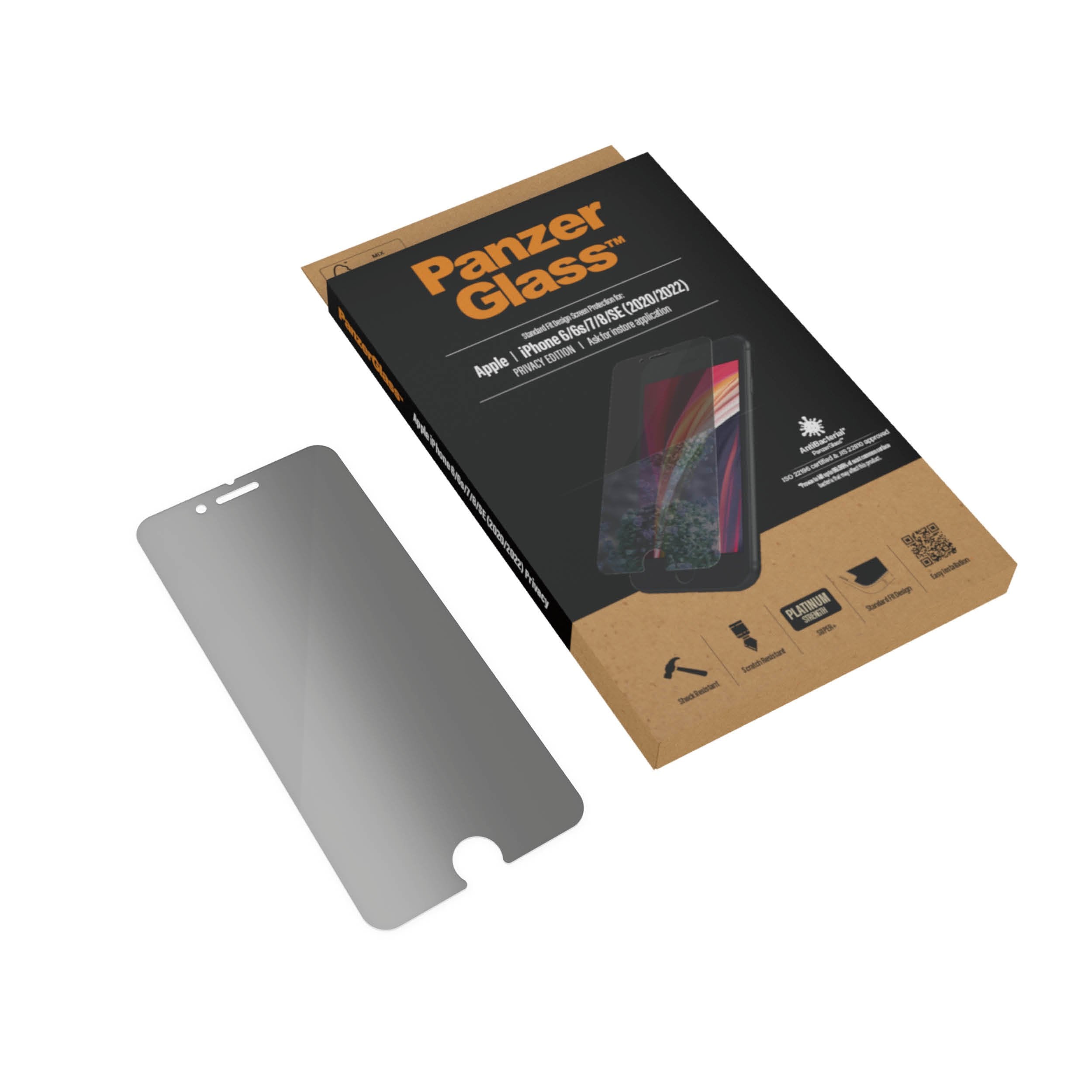 EAN 5711724126840 - PanzerGlass ® Privacy Screen Protector iPhone SE (2020/2022) | 8 | 7 | 6 | 6s | Standard Fit Protector de imagen 5