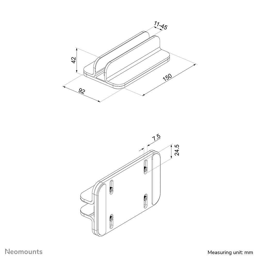 Soporte Vertical Newstar Hasta 17 "Max 5kg, Plata