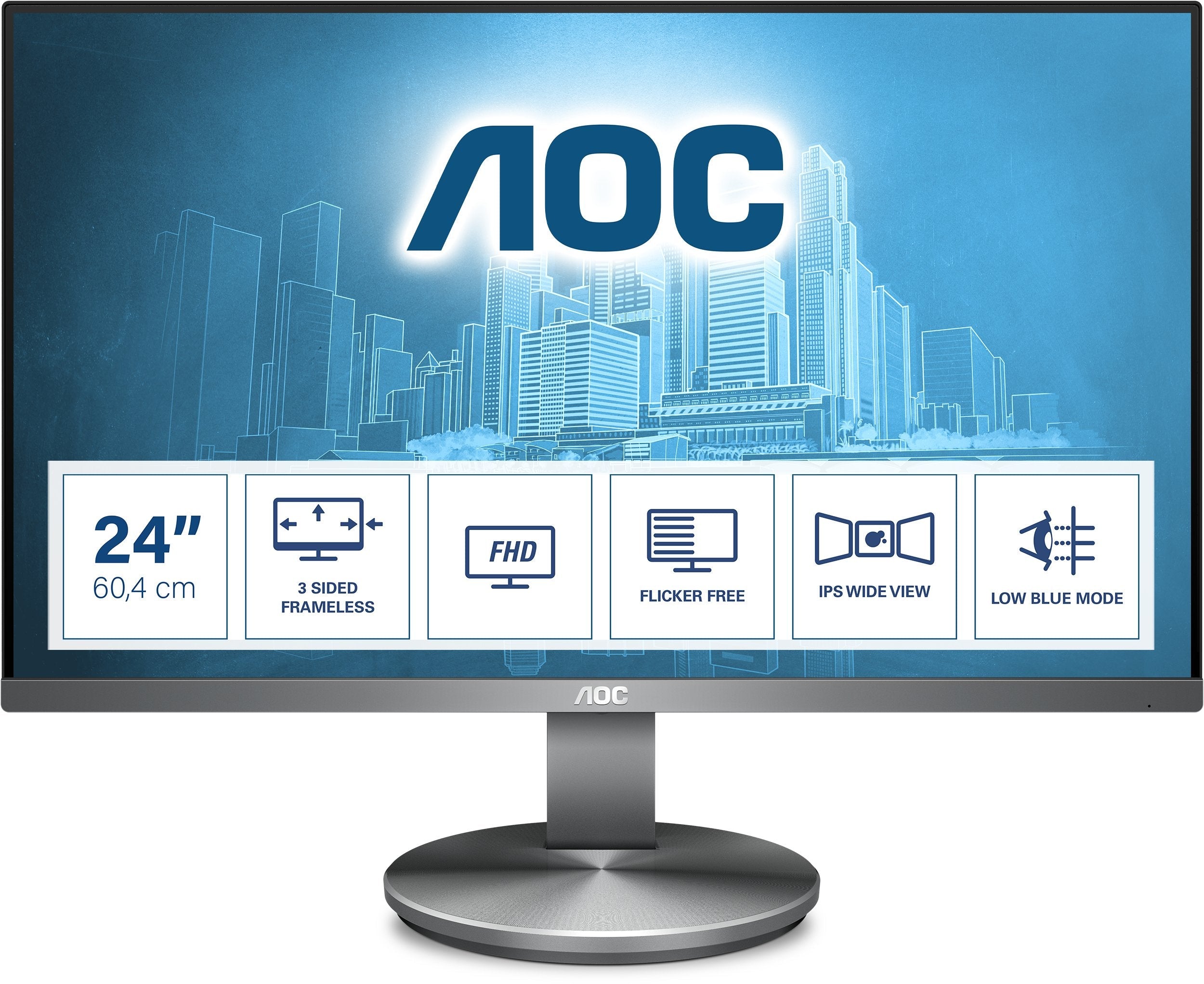 Monitor Aoc 23,8" I2490vxq/Bt Ips 16:9,Vga, Hdmi,Usb,Dp