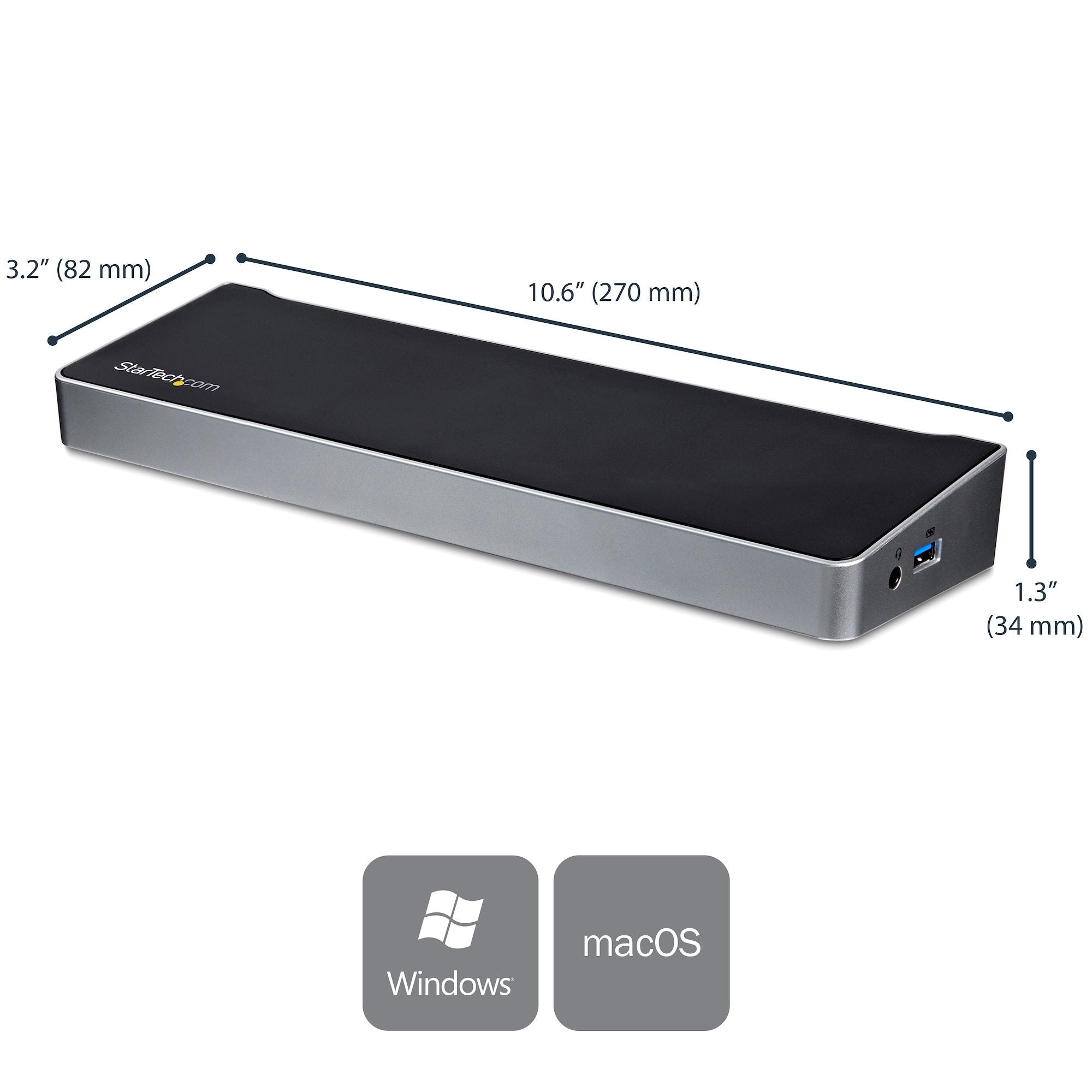 Startech Dock Usb-C Para Tres Monitores 4k Con 5 Puertos Usb 3.0