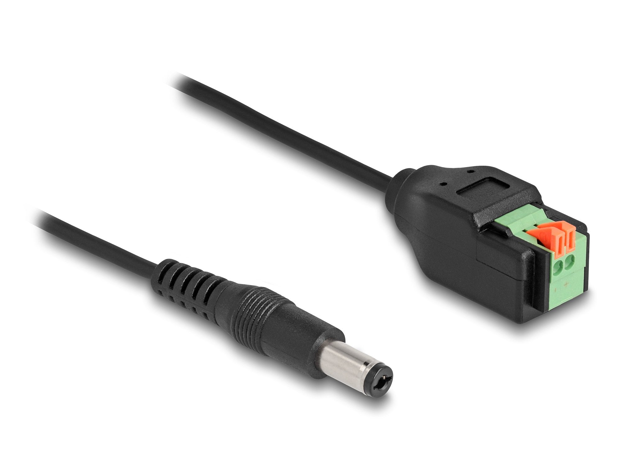 Delock Adaptador De Conector Cc A Bloque De Terminales De 5,5 X 2,1 Mm, Negro, 15 Cm