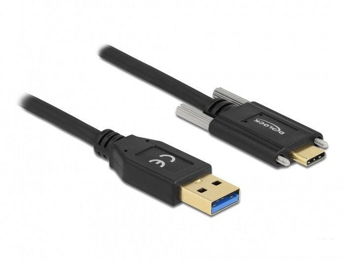 Delock Usb 10 Gbps Cable Typ-A Stecker Zu Usb Type-C Stecker Mit Schrauben Seitlich 1,5 M