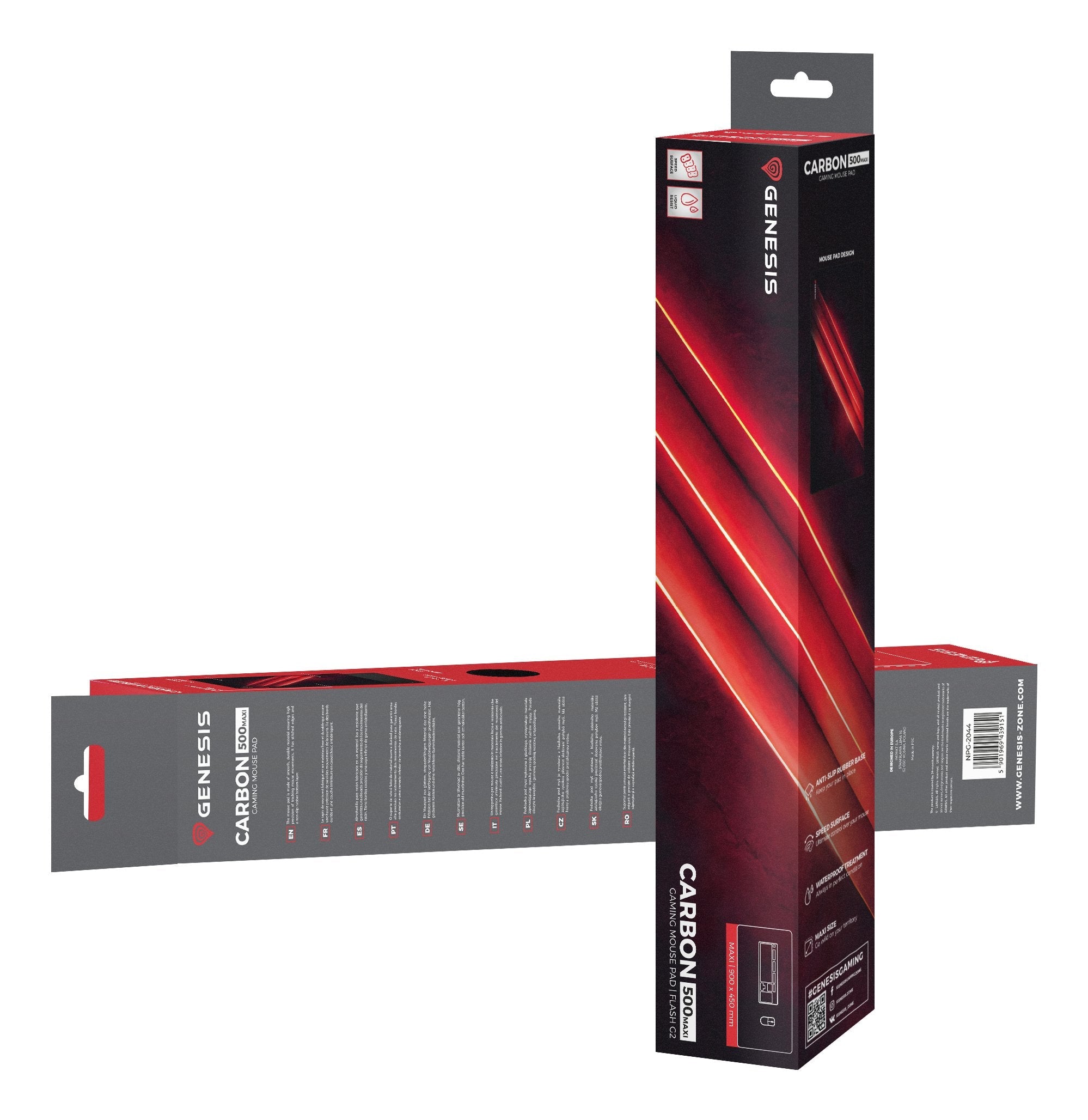 Alfombra De Ratón Genesis, Carbono 500 Maxi Flash G2 Edición, 900x450 Mm