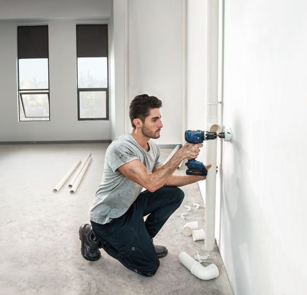 Taladro Percutor Inalámbrico Bosch Professional Gsb 18v-65 Professional Solo, 18 Voltios Azul, Sin Batería Ni Cargador, En L-Boxx 06019n3301