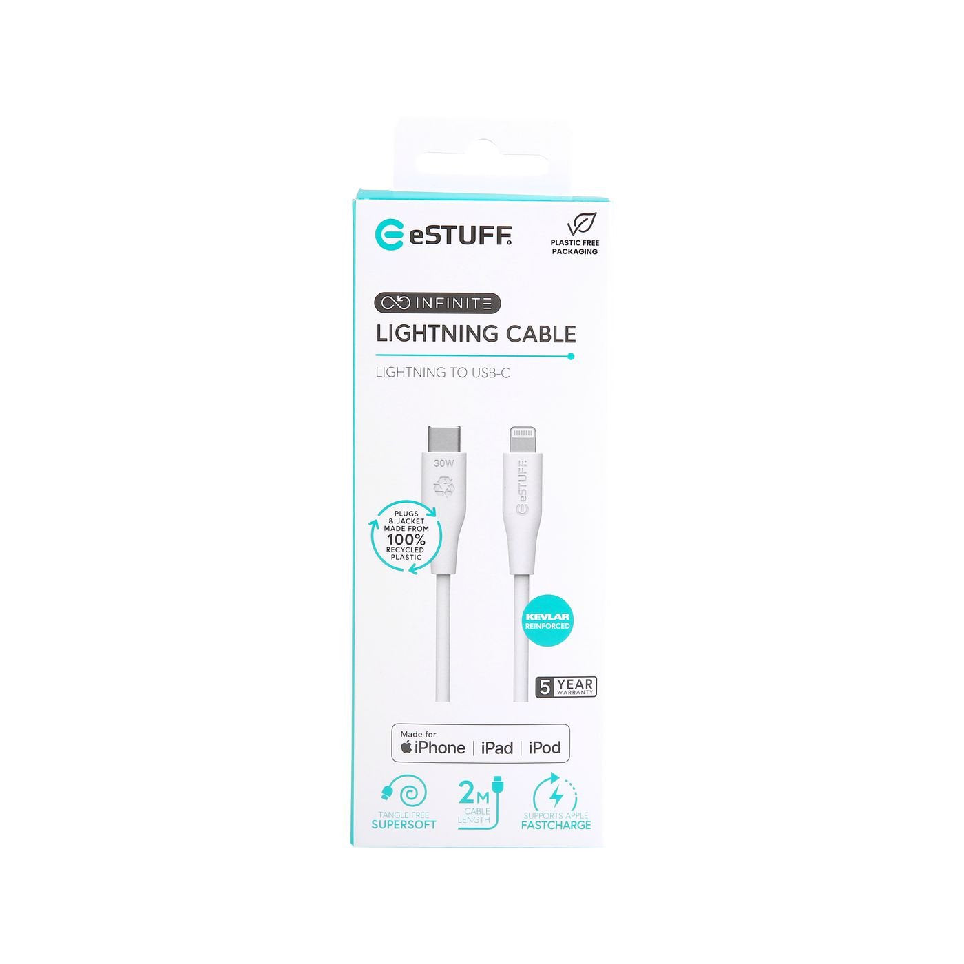 EAN 5715063032244 - eSTUFF ES602270 cable de conector Lightning 2 m Blanco imagen 2