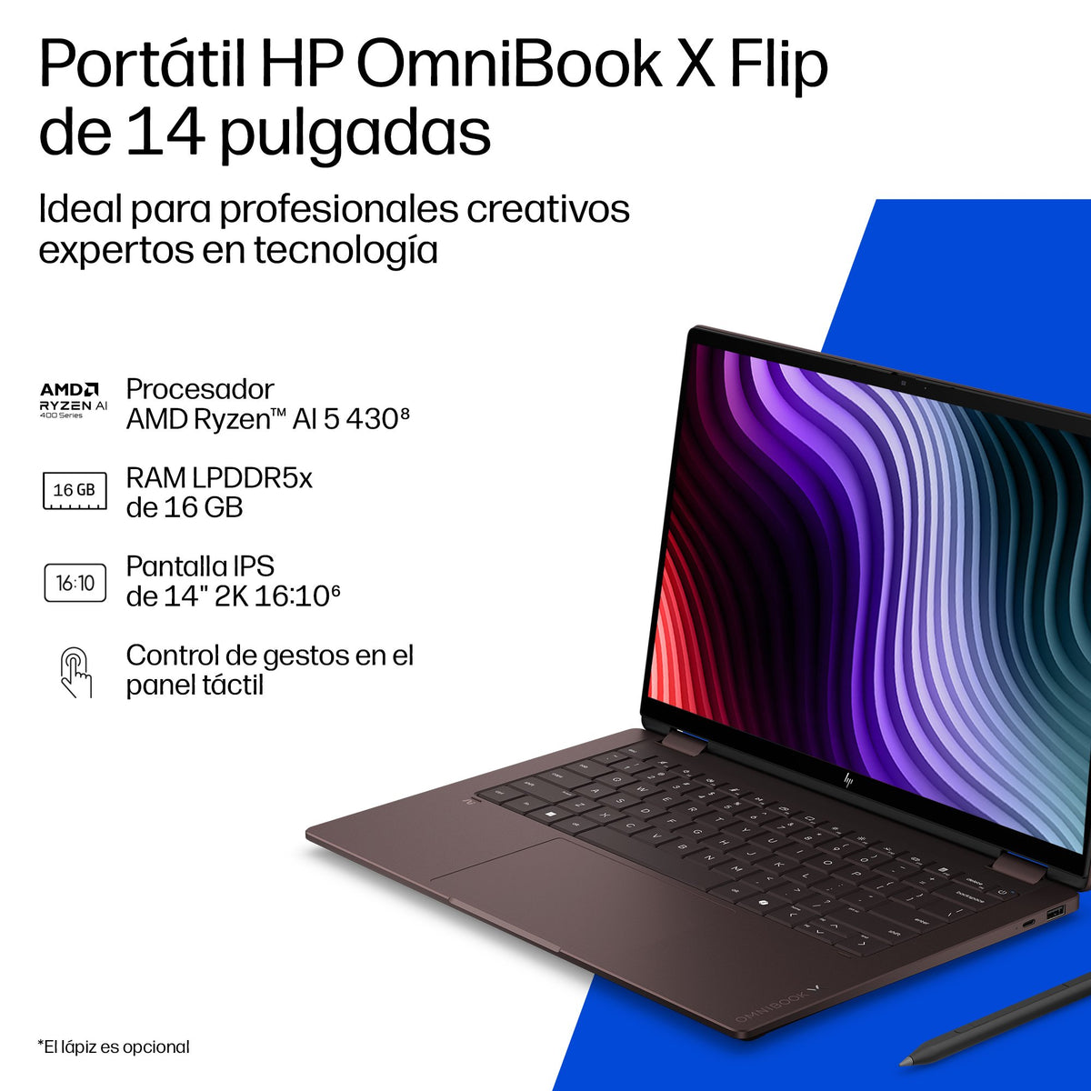 EAN 0821844742655 - HP OmniBook X Flip 2-in-1 Laptop Next Gen AI 14-kc0005nsx Copilot+ PC AMD Ryzen AI 9 445 35,6 cm (14") Pa imagen 4