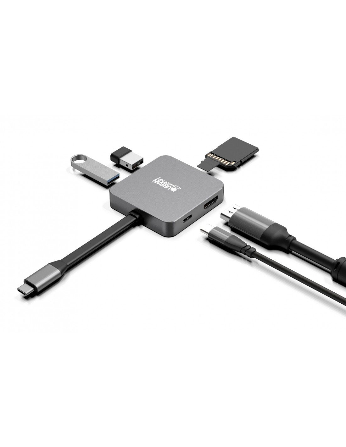 EAN 3760170857930 - Urban Factory HUBEE LIGHT USB 3.2 Gen 1 (3.1 Gen 1) Type-C Gris imagen 4