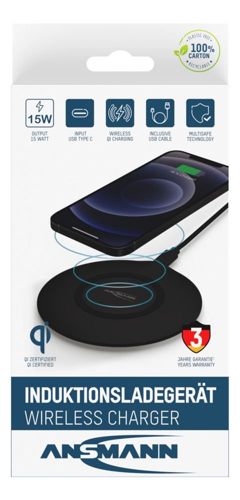 Cargador Ansmann Indiktiv Cablelos Qi-Compatible Wiline 15r