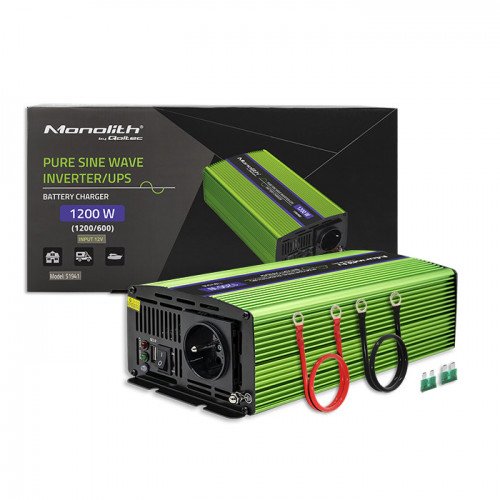 EAN 5901878519418 - Qoltec Monolith adaptador e inversor de corriente Auto 1200 W Verde imagen 2