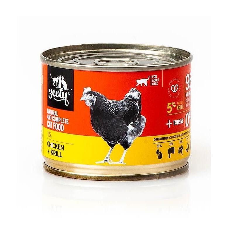 3coty Chicken + Krill For Adult Cats 180g