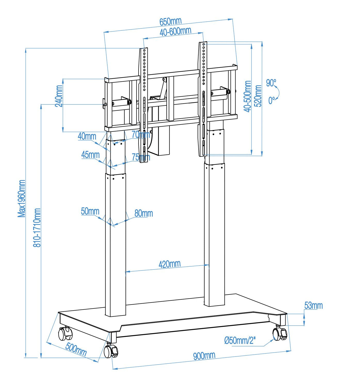 Soporte Suelo Ruedas Eléctrico "Uros" 52-84 2 Bult