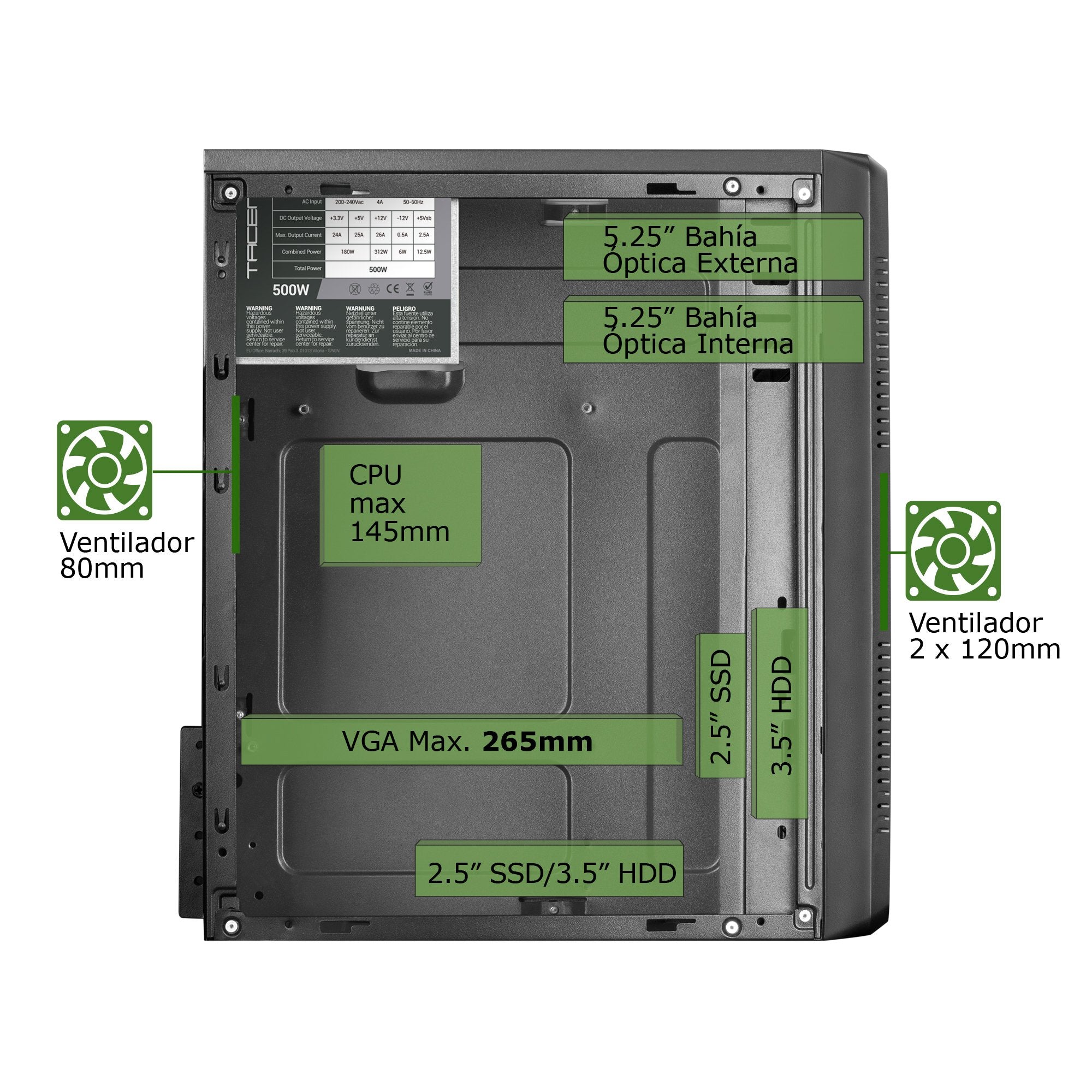 Caja Minitorre Anima Acm500 Con Fuente 500w