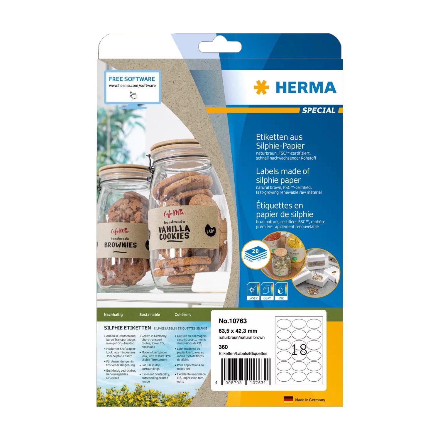 EAN 4008705107631 - HERMA 10763 etiqueta autoadhesiva Elipse Permanente Marrón 360 pieza(s) imagen 1