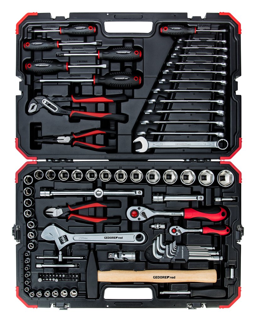 Gedore Kit De Herramientas Y Llaves De Tubo Rojo 1/4 "+ 1/2", 100 Piezas