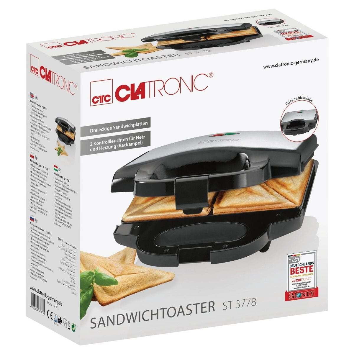 Sandwichera Clatronic St 3778 (Black)