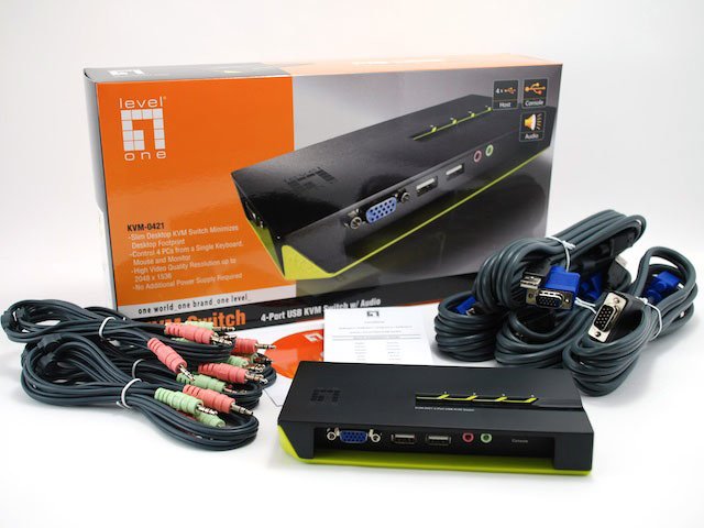 EAN 4015867137871 - LevelOne KVM-0421 interruptor KVM Negro, Verde imagen 4