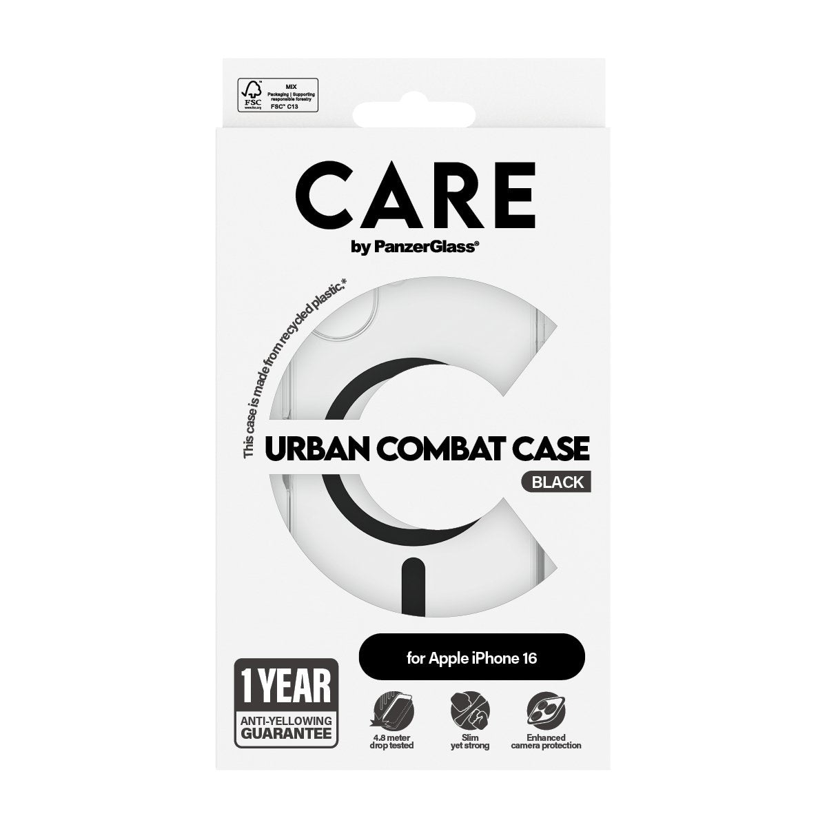 EAN 5715685004117 - PanzerGlass CARE™ by ® Urban Combat Case Transparent w. Black MagSafe iPhone 16 funda para teléfono móvil imagen 3