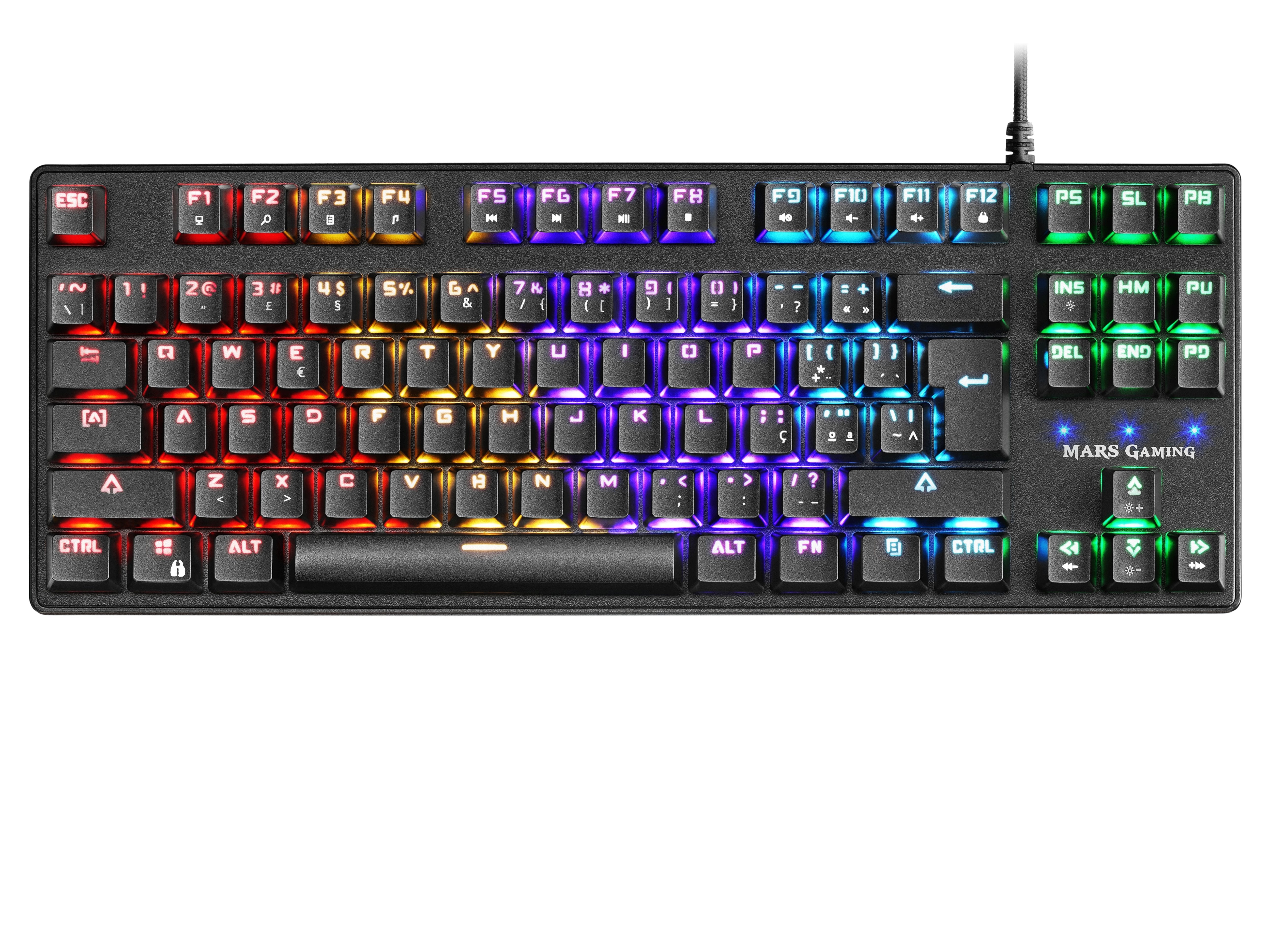 Teclado Mecánico Portugués Mars Gaming Mkxtklbpt Switches Mecánicos Outemu Sq Azul Iluminación Rgb Reposamuñecas Teclas Tec Inyección Dual