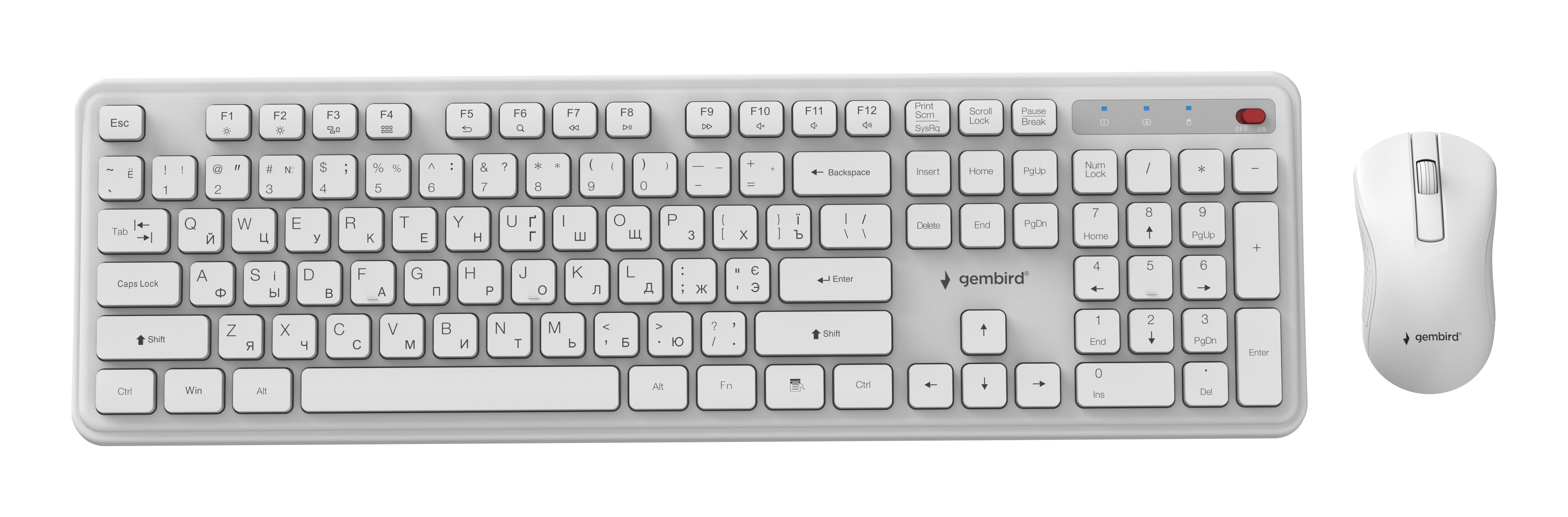 Keyboard +Mouse Wrl Cyrillic/Wh Kbs-Wps-01-W-Cyrl Gembird
