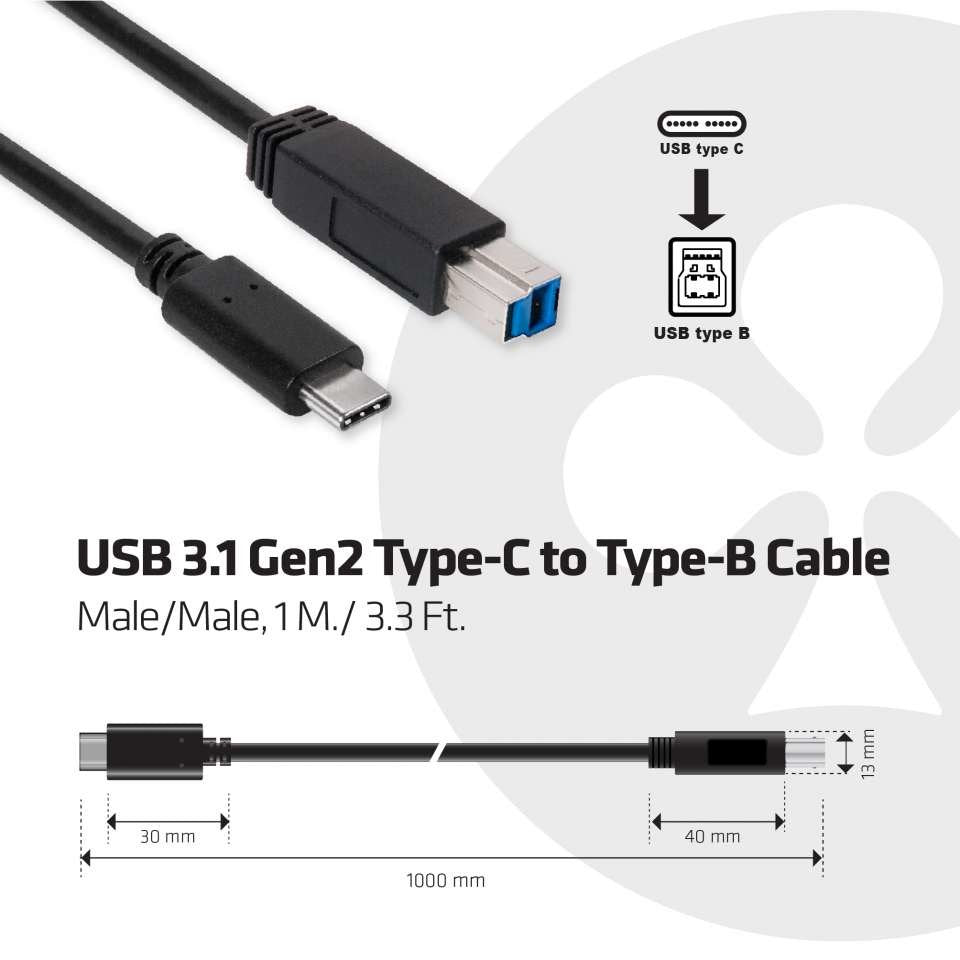 EAN 8719214470838 - CLUB3D CAC-1524 cable USB USB 3.1 Gen2 Type C USB B Negro imagen 3