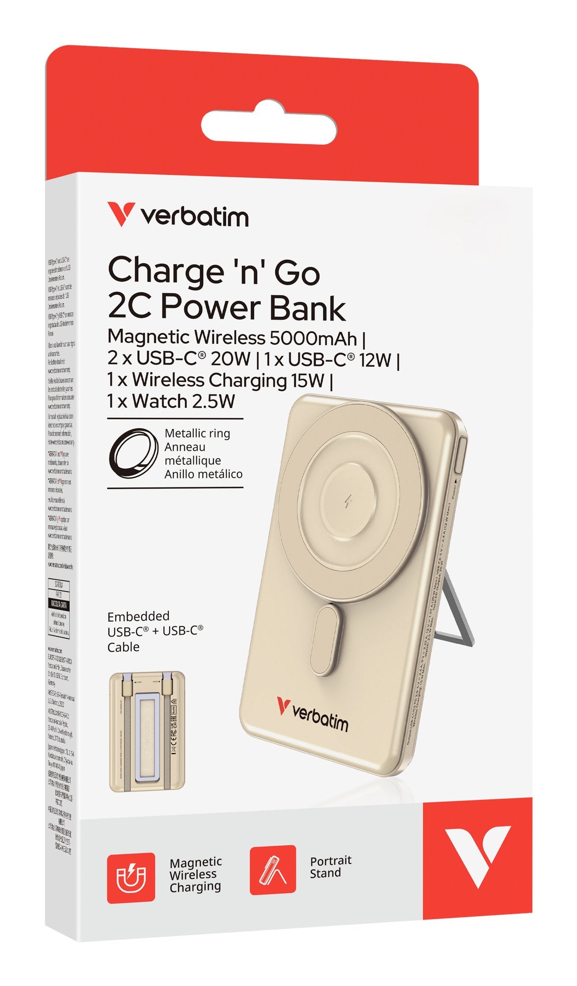 EAN 0023942322535 - Verbatim 32253 batería externa 5000 mAh Cargador inalámbrico Oro imagen 4