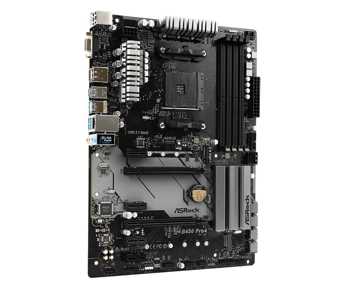 Placa Base Asrock Am4 B450 Pro4 Atx, 4xd4 3200 Sata3 Usb3.1