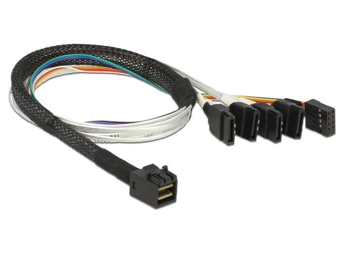 Delock Cable Mini Sas Sff-8643 > 4 X Sata 7 Pin + Sideband 0,5 M Metall