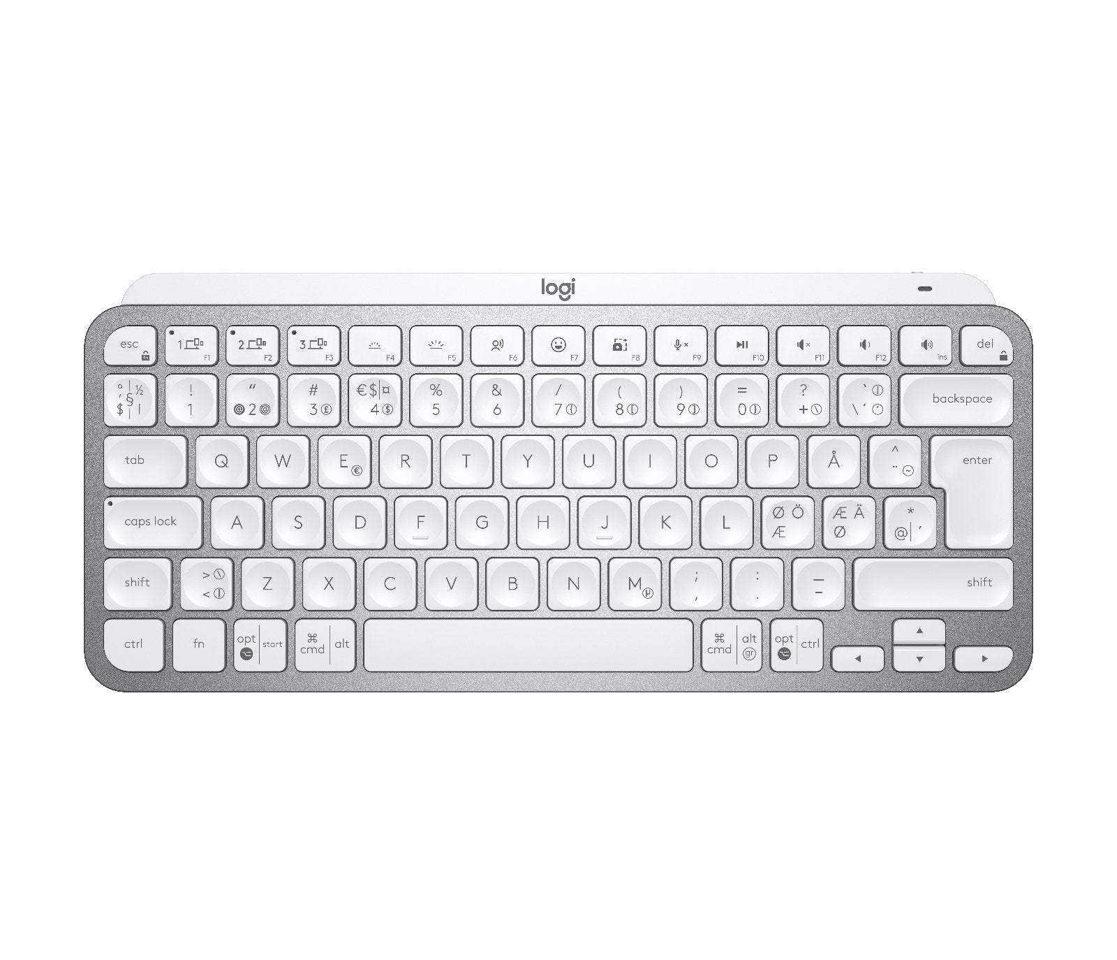 Teclado Nórdico Logitech Mx Keys Mini Rf Wireless + Bluetooth Qwerty Gris