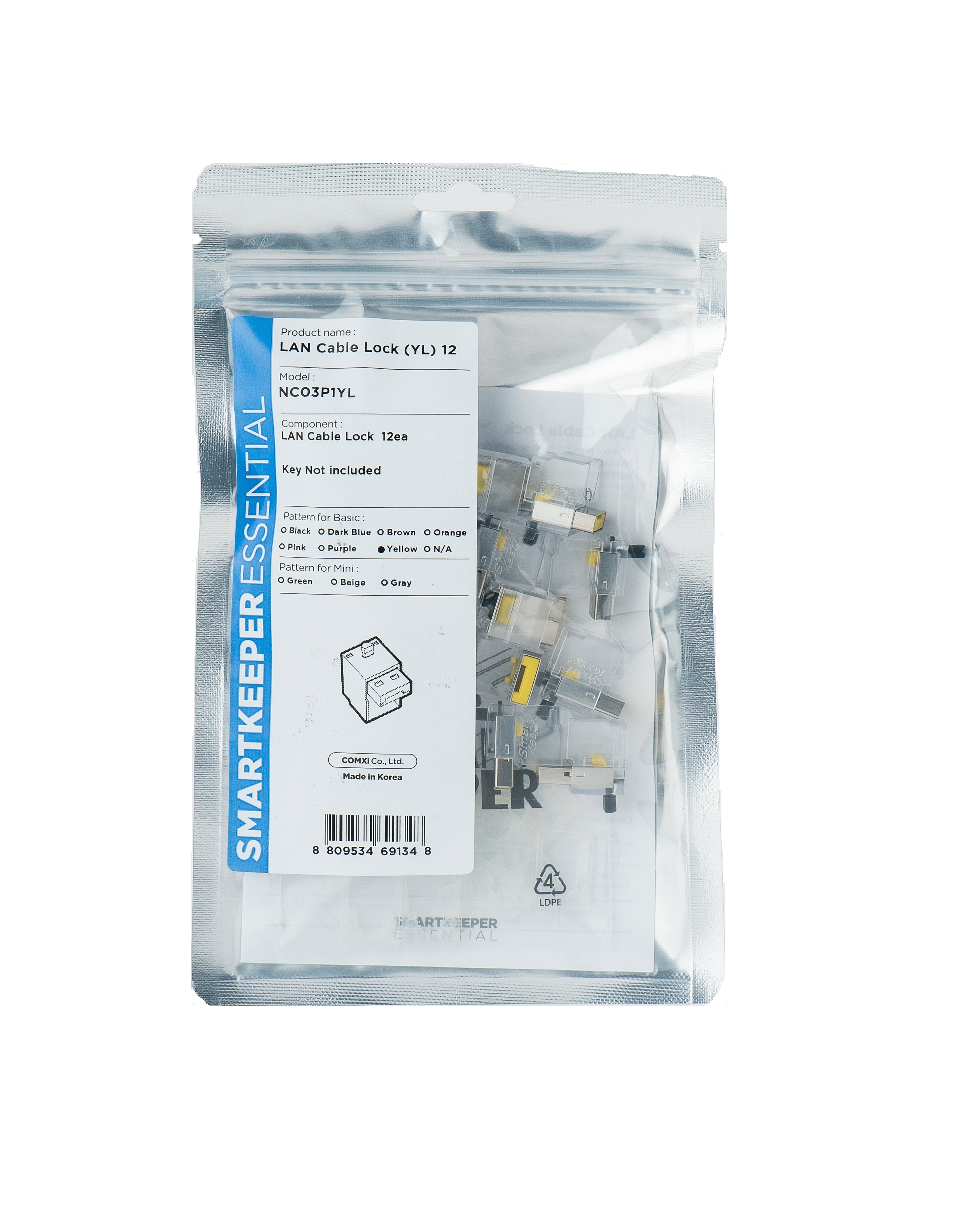 Candado Smartkeeper Basic "Cable Lan" Amarillo 12 Piezas.