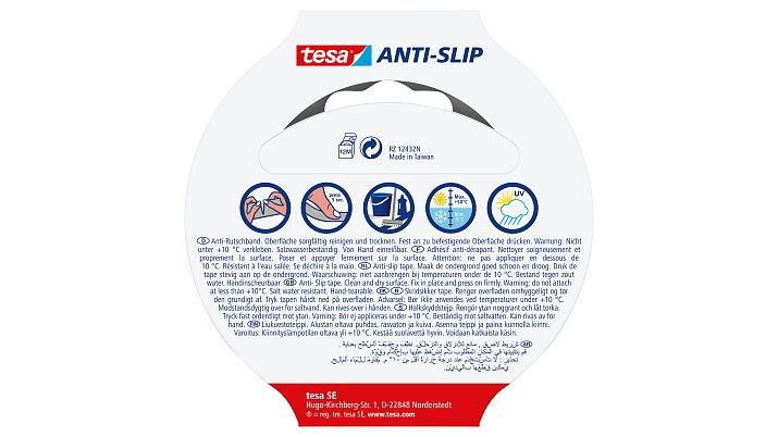 Cinta Antideslizante Tesa, Negra, 5m X 25mm