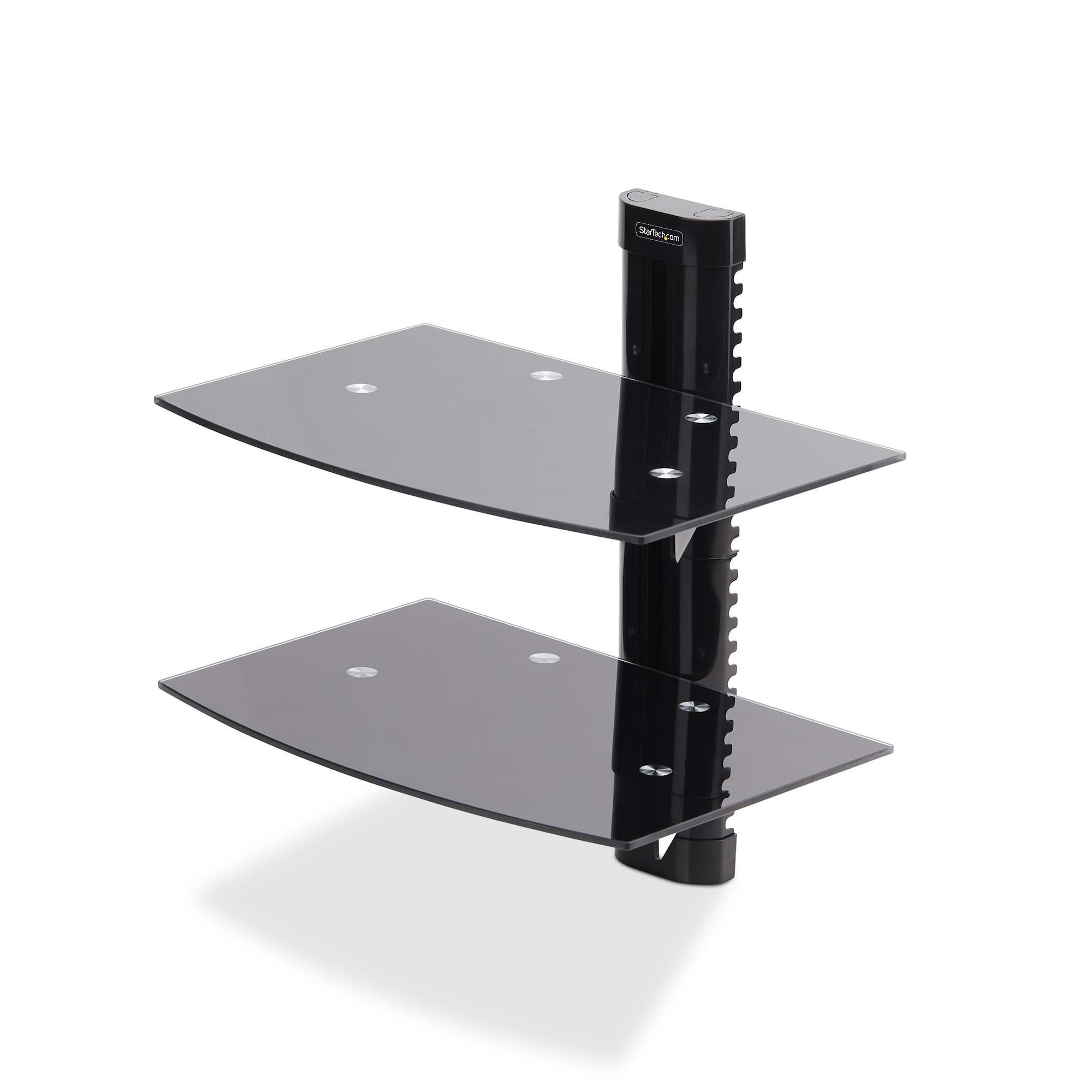 Startech.Com Dual Floating Wall-Mounted Av Shelves, Adjustable Height Shelf For Under Tv, Organize A/V Equipment On Blac