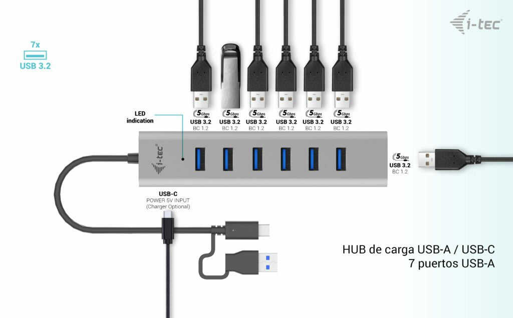EAN 8595611705809 - i-tec C31HUBMETAL703 hub de interfaz USB 3.2 Gen 1 (3.1 Gen 1) Type-C 5000 Mbit/s Gris imagen 3