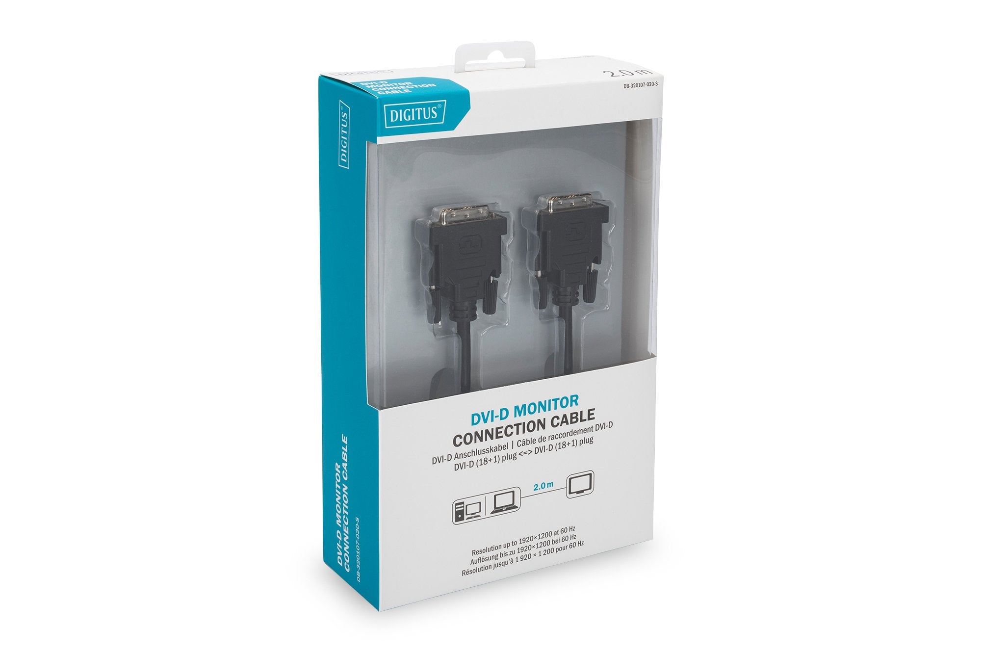 EAN 4016032383413 - Digitus 2m, 2xDVI-D cable DVI DVI-D Negro imagen 1
