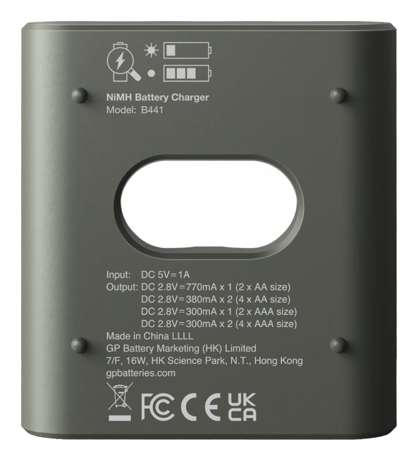 Cargador Gp Recyko B441 Modelo Usb De 4 Puertos Incl.4xaa Nimh 2100mah