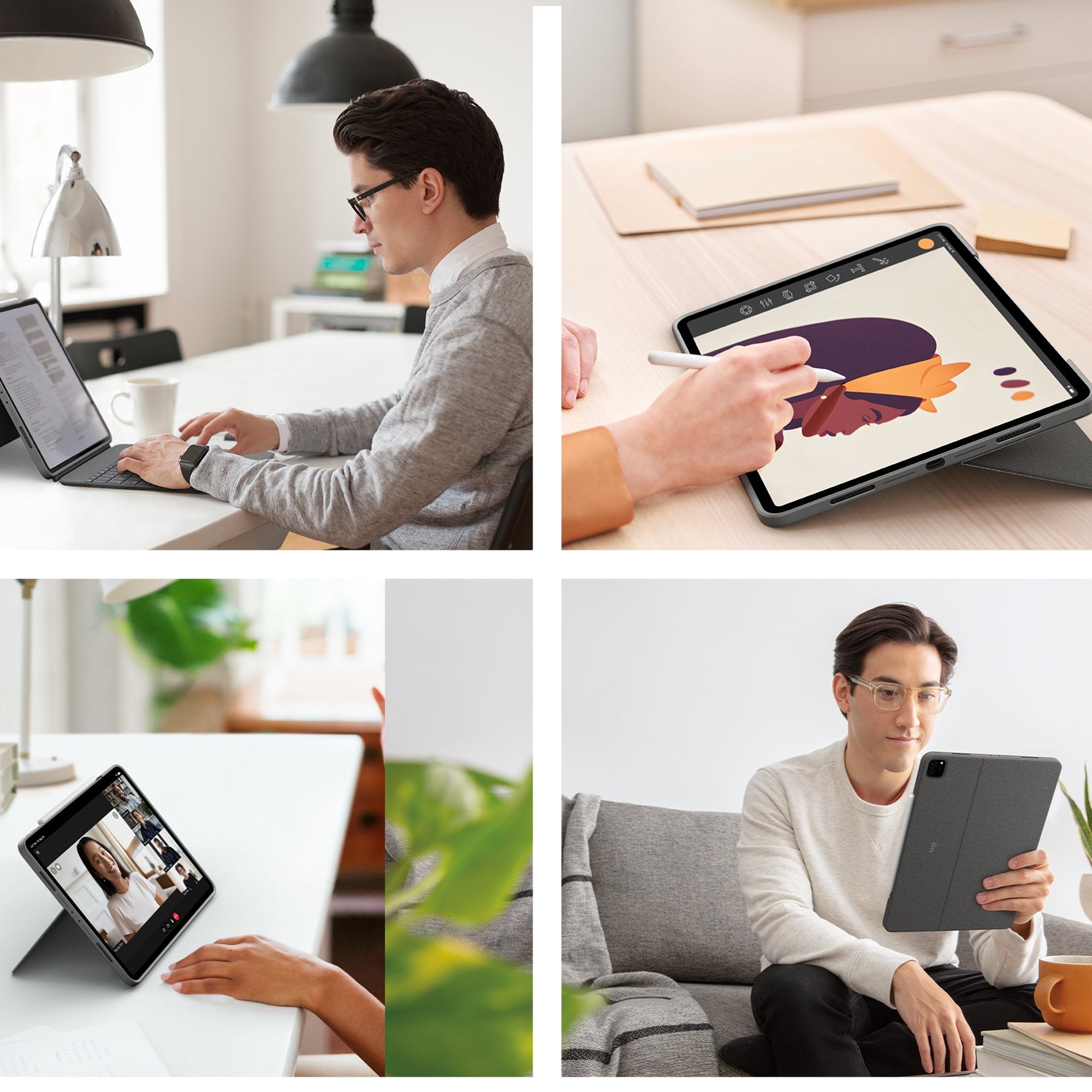Logitech Combo Touch Caja De Teclado Y Folio Con Panel Táctil Luz Trasera Apple Smart Connector Qwertz Suizo Gris Oxford Para Apple Ipad Pro De 12 9" (5ª Generación)