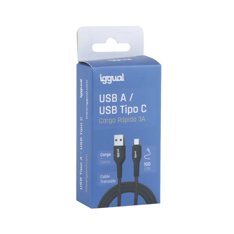 Cable Iggual Usb-A A Tipo C 3a 100 Cm Trenzado