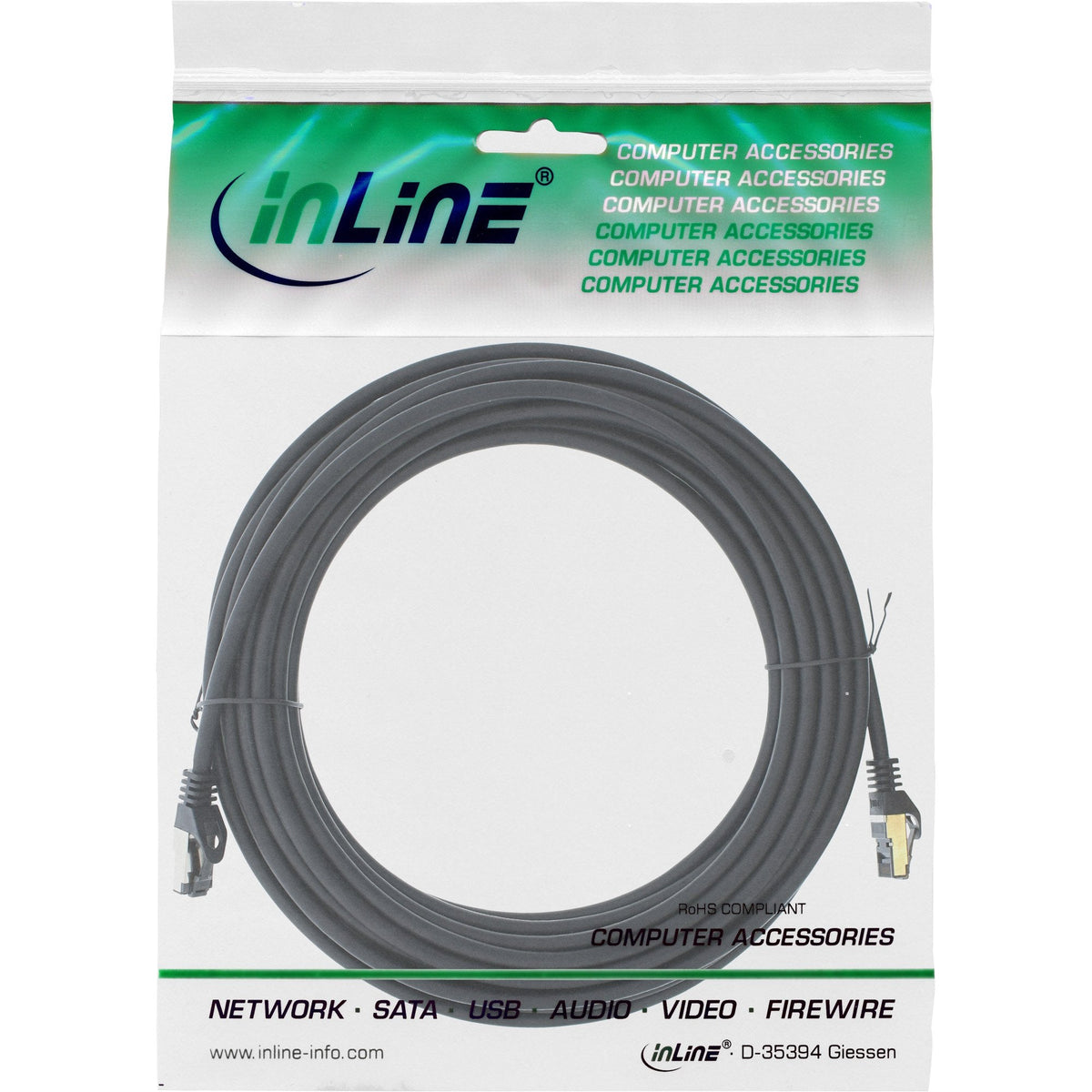 Cable De Red Inline S/Ftp Pimf Cat.8.1 Libre De Halógenos 2000mhz Negro 10m